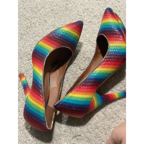 Jeffrey Campbell Bullet Platform Heels Womens Sz 6 Rainbow LGBTQ Pride Handmade - Picture 13 of 13